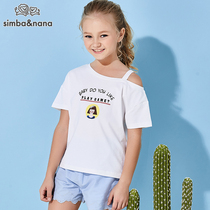 Simba Nana childrens clothes girls T-shirt summer 2021 new childrens short sleeve top children strapless base shirt