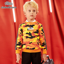 simbanana sibana boys clothes camouflage full of printed round neck long sleeve childrens childrens dress Korean version