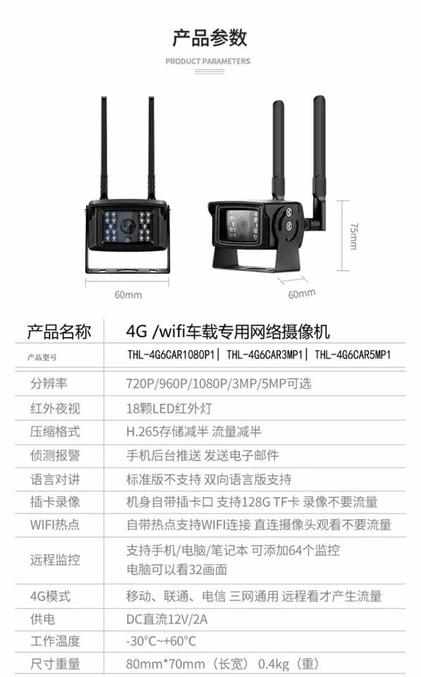 IP-камера 泰和联200万120度行车记录仪4g远程大货车监控摄像头远机远程查看