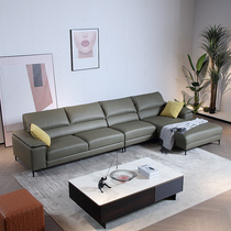 Italian Real Leather Sofa Extreme minimalist Head Cow Leather Nordic Living Room Modern Minima Small Household Type Combined Trio Sofa