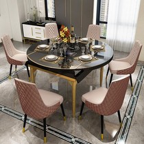  Light luxury foldable dining table and chair combination postmodern simple small apartment household square becomes round extension