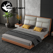 Italian Genuine Leather Bed 1 5 m Modern Brief About 1 8 m Extremely Simple Wedding Bed Nordic Light Lavish Double Master Bedroom Soft Bag Large Bed