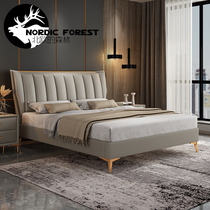 Light extravagant beds Innet red leather beds 1 8 m 1 5 Double beds Master bedroom Wedding bed Soft bag modern minimalist storage Large bed