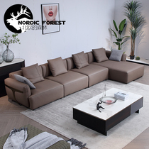 Head-layer full-real leather sofas-style minimalist Napa leather combined living room Nordic modern minimalist down light lavish furnishings