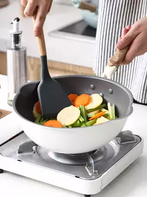 Thickened non-stick wok frying pan oil fume-free household wood grain frying pan wok gas cooker induction cooker special pan
