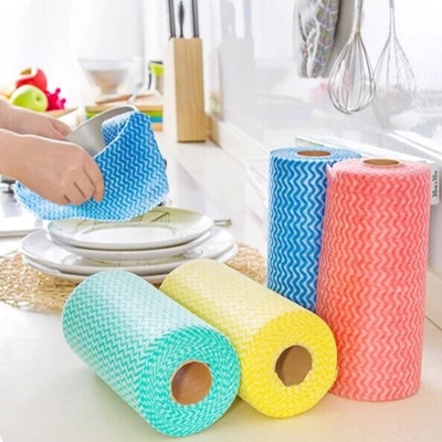 Tearable breakpoint roll-shaped non-woven dish towel kitchen disposable environmental protection rag non-stick oil absorbent scouring pad