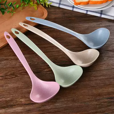 Wheat straw health and environmental spoon household wheat fiber tableware round ear spoon antibacterial porridge spoon