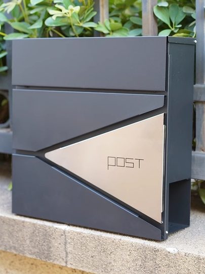 现代轻奢不锈钢信箱挂壁式带报纸架邮筒邮箱意见箱易安装户外报箱