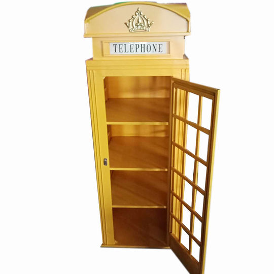 British Industrial Style Retro Telephone Booth Storage Cabinet, Large Floor-Standing Decorative Item for Trendy Restaurants and Bars,