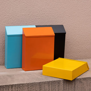 Outdoor Solid Color American-Style Lockable Mailbox Metal Creative Retro Tin Letter Box Wall-Mounted Home Decoration Accessory