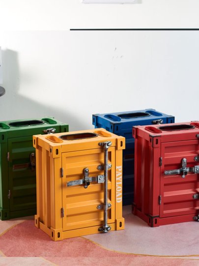 工业风集装箱模型垃圾桶酒吧客厅装饰摆件收纳柜垃圾桶书柜鞋柜酒