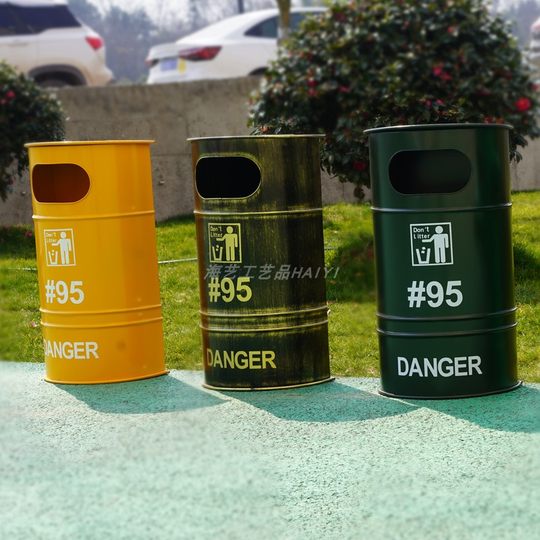 Железная полукруглая масляная бочка в стиле ретро, мусорное ведро, креативная трубка для домашнего хранения, практичный реквизит, настенные декоративные украшения