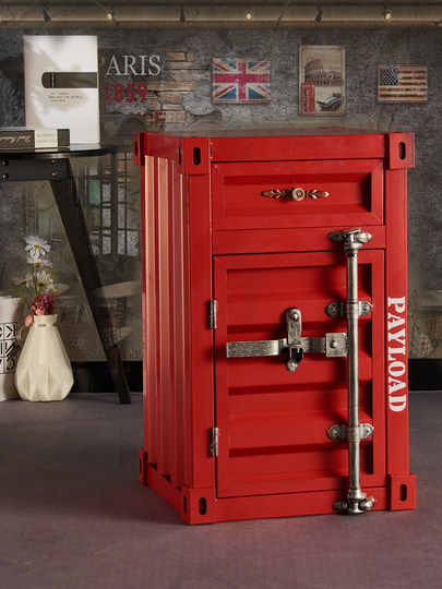 Retro Iron Metal Container Storage Cabinet Bedside Creative Industrial Style European and American Cabinet Bar Counter Decorative Cabinet