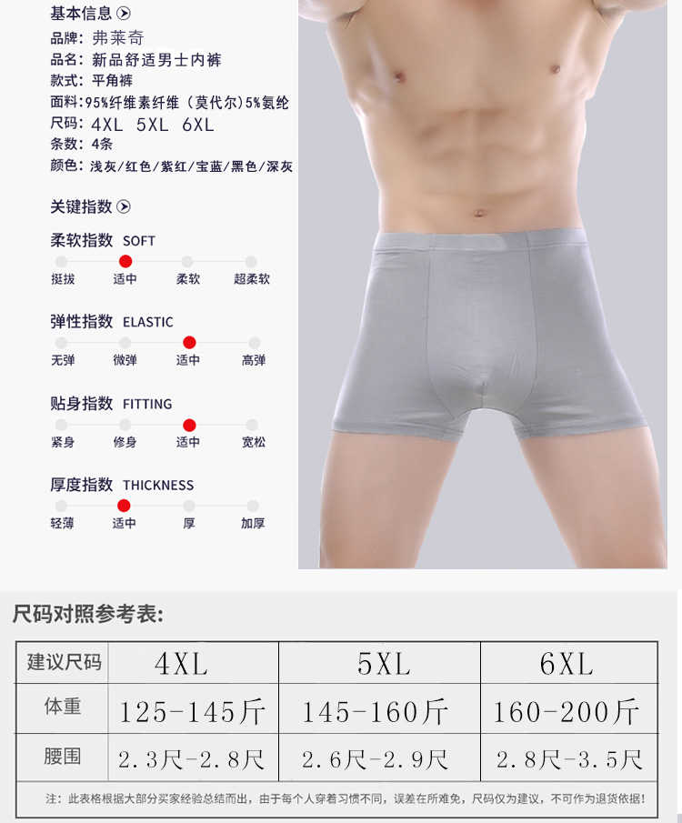 Của nam giới fat boxer briefs phương thức cộng với phân bón tăng thêm kích thước lớn eo chất béo quần short người đàn ông cotton bốn-d ...