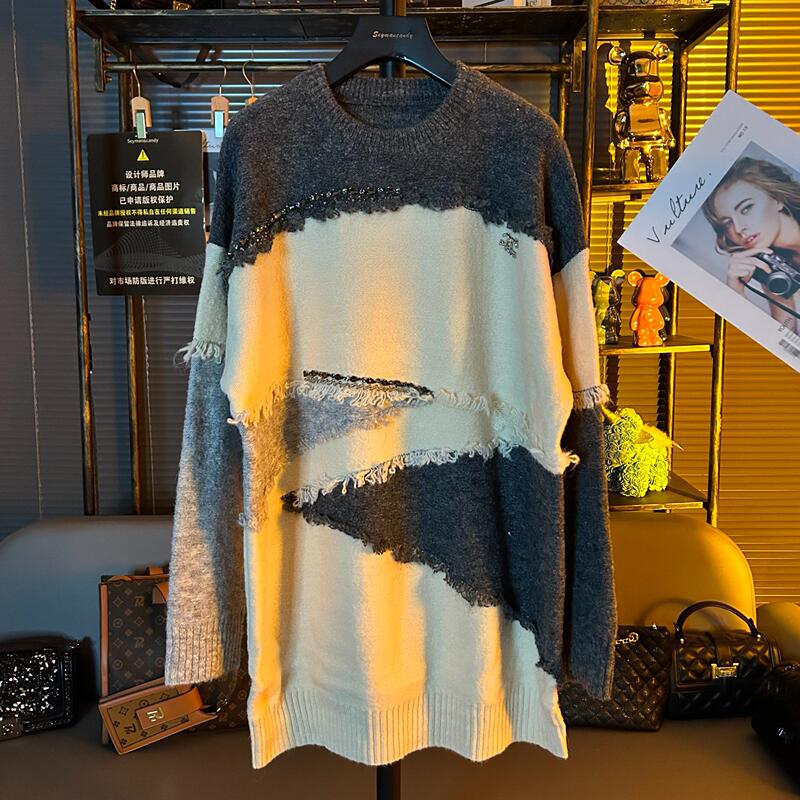 Autumn Mid-Length Color-Blocked Sweater Dress for Women, 2026 New Autumn Design, Loose Knit Dress