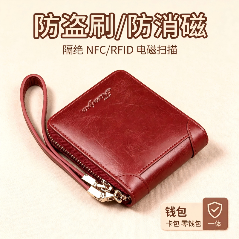 Japanese Women's Wallet Short Style Genuine Leather Pure Cowhide New Zipper Coin Purse Card Holder Integrated Women's Wallet Money Clip