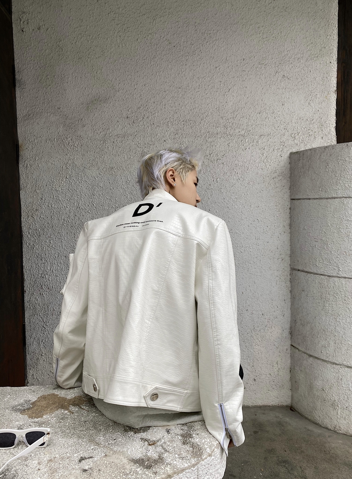 DTHEREAL ] Official shipping crocodile marks black and white trend nicely personalized leather jacket coat men and women