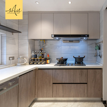 River bank cabinet custom wood grain floor cabinet Quartz stone countertop modern simple kitchen cabinet custom whole house custom