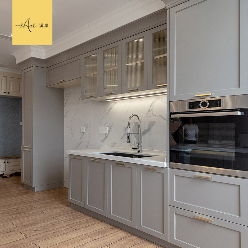 The creek bank integral cabinet customizes the overall modern Nordic wind open kitchen?The car small family type design overall cabinet custom-made