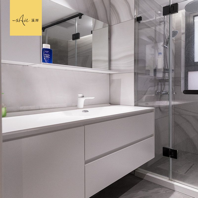 Xi'an bathroom cabinet overall custom modern minimalist powder room washbasin small apartment basin washbasin cabinet combination