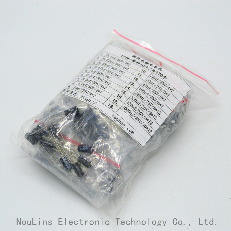 17 full series value plug-in electrolytic capacitor packs each 10 total of 170 aluminum electrolytic capacitor elements packs