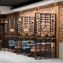 Industrial wind wine cabinet Rack restaurant creative floor wine display rack glowing iron wine rack partition screen