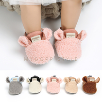 Winter animal men and women Baby plus velvet warm shoes Velcro baby shoes soft soles 0-1 year old toddler shoes do not fall off feet