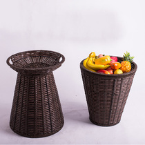 Large supermarket round display storage display fresh Rattan woven square pile head basket fruit and vegetable basket shopping basket basket