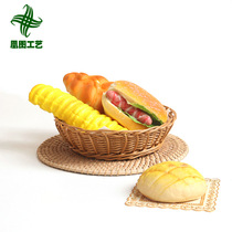  Fengtu pp environmental protection imitation rattan round mini snack basket Home desktop snack fruit handmade rattan storage basket