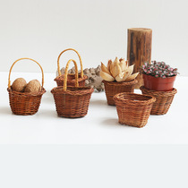 Super mini basket handmade mountain vines woven basket Christmas Children diy activity props storage round multi-function diy