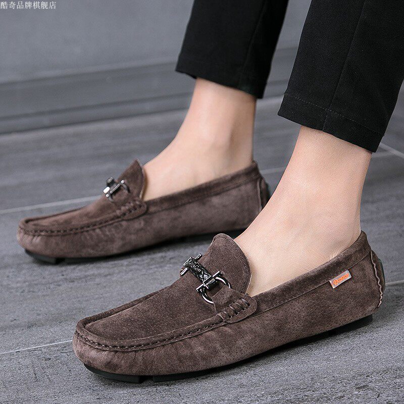 Winter hot wind flag casual frosted bean shoes 2021 new men's European station leather f2 tide brand men's shoes