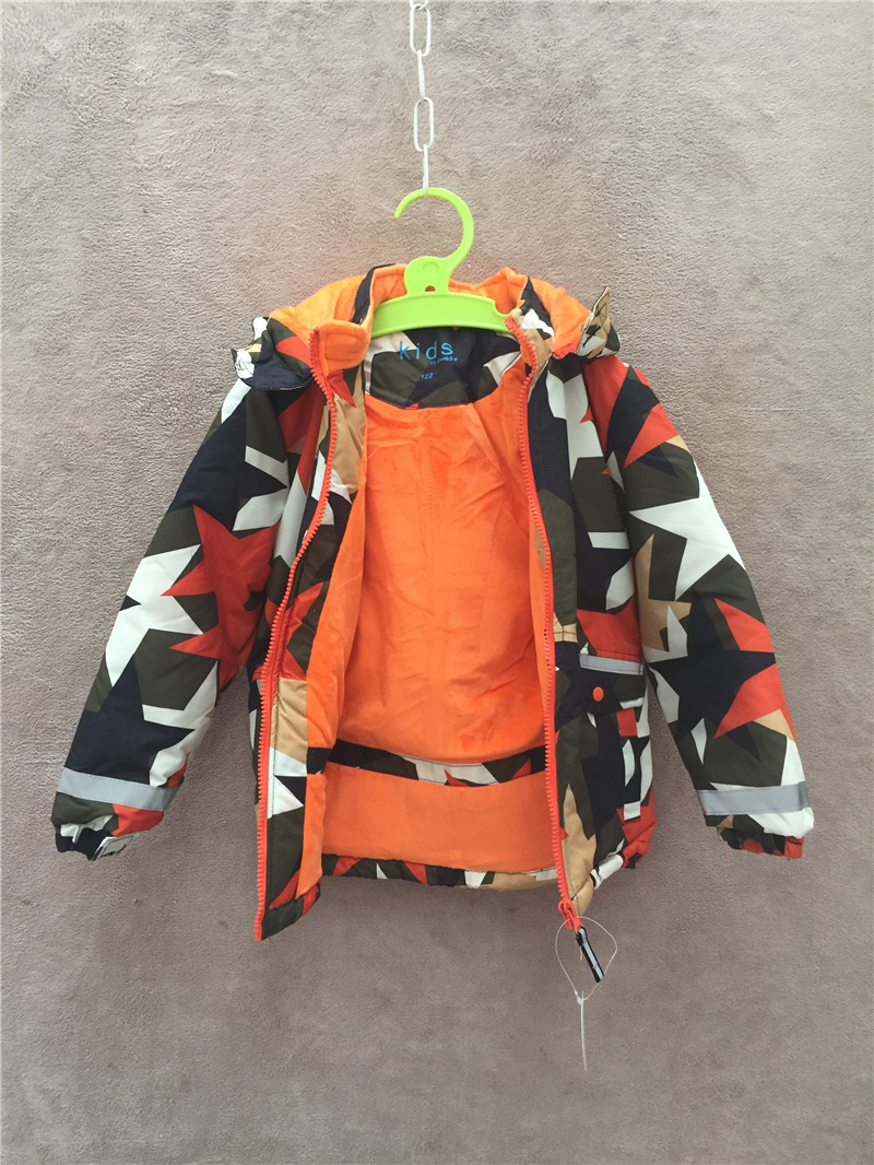 [Có thể chấp nhận] Trẻ em ngoài trời Quần áo cotton không thấm nước Quần áo cotton Quần áo trượt tuyết 100-140 áo khoác trẻ em nam