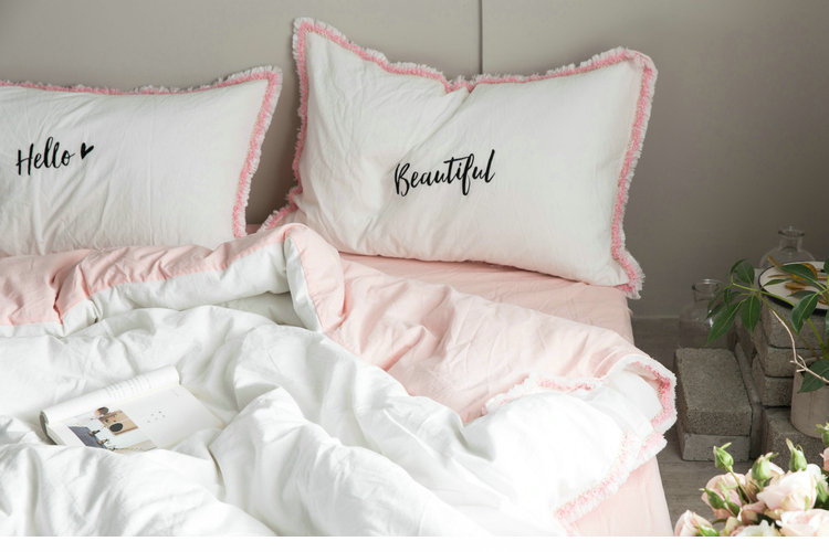 Vỏ gối bằng vải cotton có diềm thêu gối màu tinh khiết, vỏ gối bằng vải bông gối lông vũ