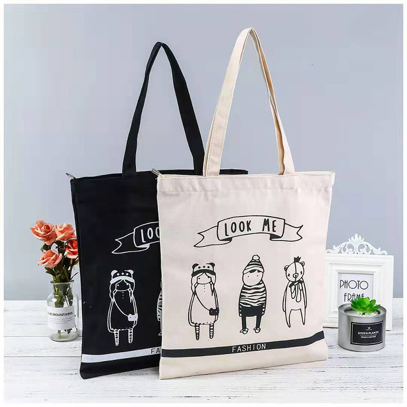 Spot cotton canvas bag creative portable shoulder bag fashion women's bag environmental protection shopping bag can be customized logo