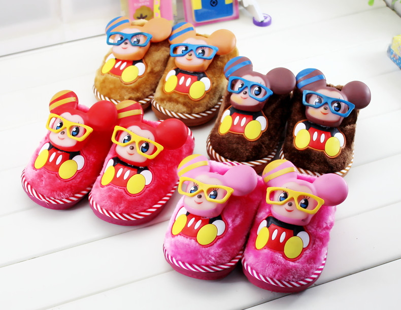 Chaussons enfants en suède pour hiver - semelle caoutchouc - Ref 1005083 Image 6