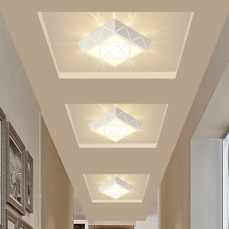 Modern and simple walkway light Living room square corridor light Wrought iron entrance light Home door light Three-color spot light