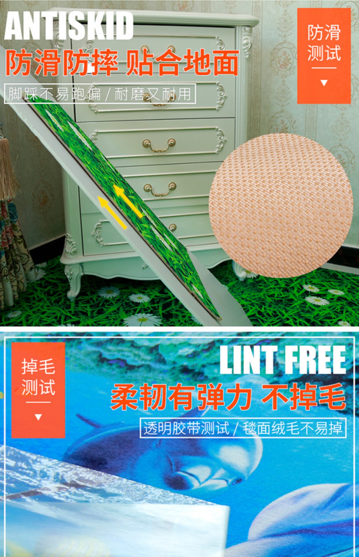 Nhà bếp thảm trải sàn phòng ngủ bay cửa sổ đệm đầu giường chăn dài dải chống trượt hộ gia đình không thấm dầu rửa tay tùy chỉnh thảm gấp gọn