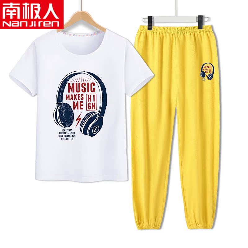 Nam Cực trai Summer Outfit 2020 New triều trai trắng ngắn tay Kids Loose mùa hè cho trẻ em ăn mặc.