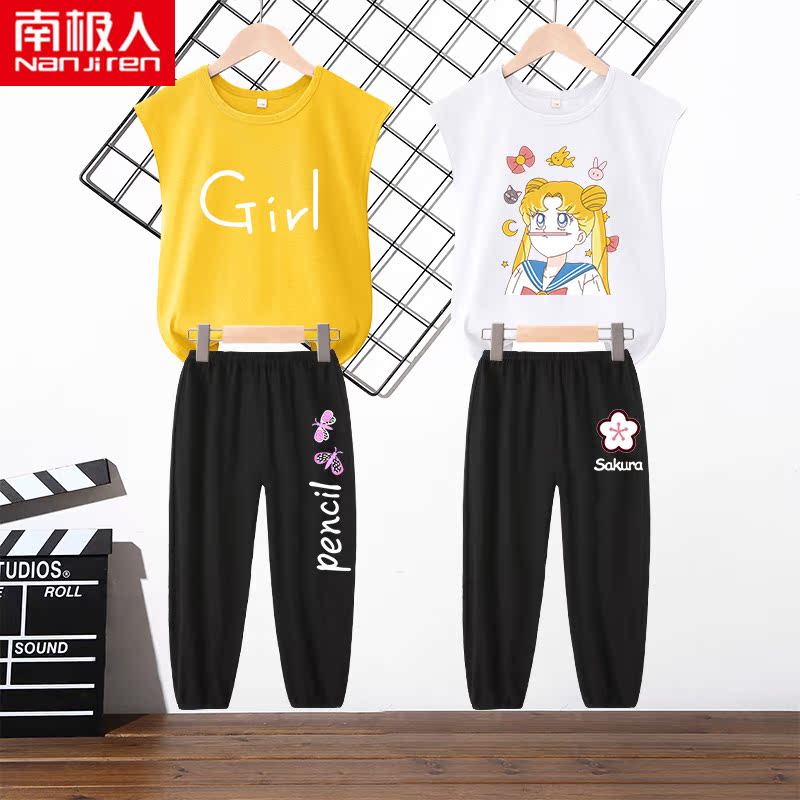 Ít Daisy Kids Cô gái mùa hè váy thiết lập năm 2020 mới 12 tuổi cô gái ngắn sleevechildren mùa hè hai mảnh bộ.