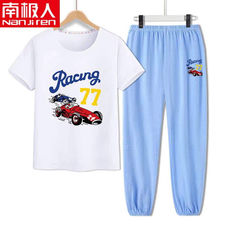 Nam Cực trai Summer Outfit 2020 New triều trai trắng ngắn tay Kids Loose mùa hè cho trẻ em ăn mặc.