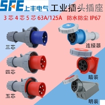 New industrial aviation waterproof plug and socket connector 3 core 4 pin 5 hole 63A125A IP67