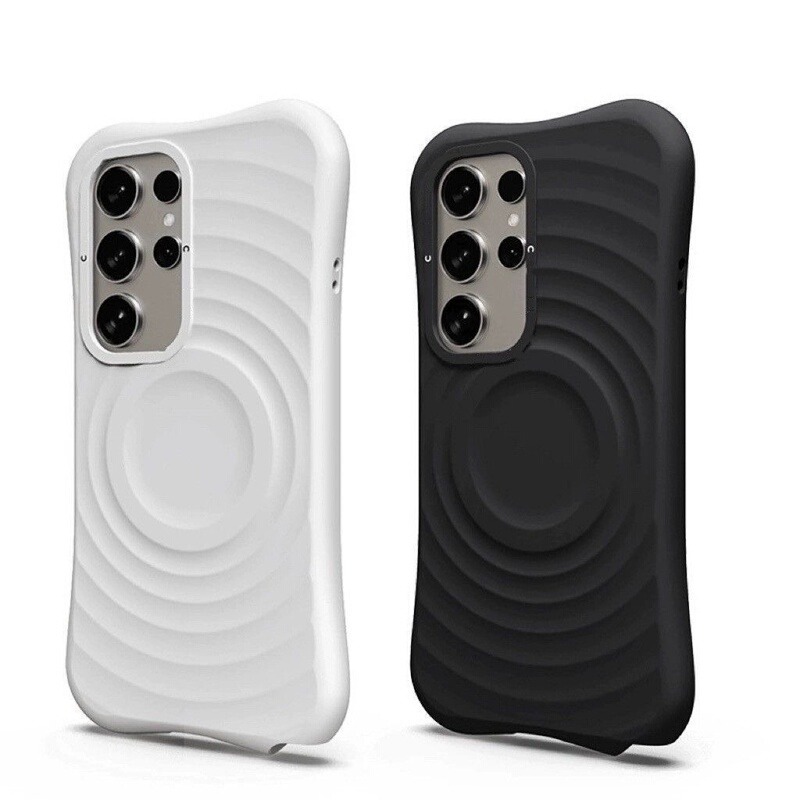 C Brand Collaboration White Wave Magnetic Case Suitable for Samsung Galaxy S26 Ultra Phone Case S25 Ultra Drop-Proof Case Samsung S24 Plus Simple Silicone Soft Case 26P Celebrity Style for Women