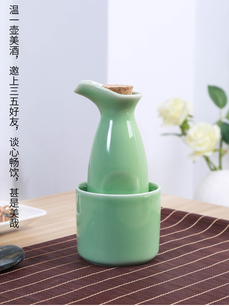 Ba hai ấm rượu gốm lẩu vàng rượu vang trắng rượu sake nhà rượu vang rượu vang ấm rượu ly nhỏ hầm rượu ba ba cốc uống rượu