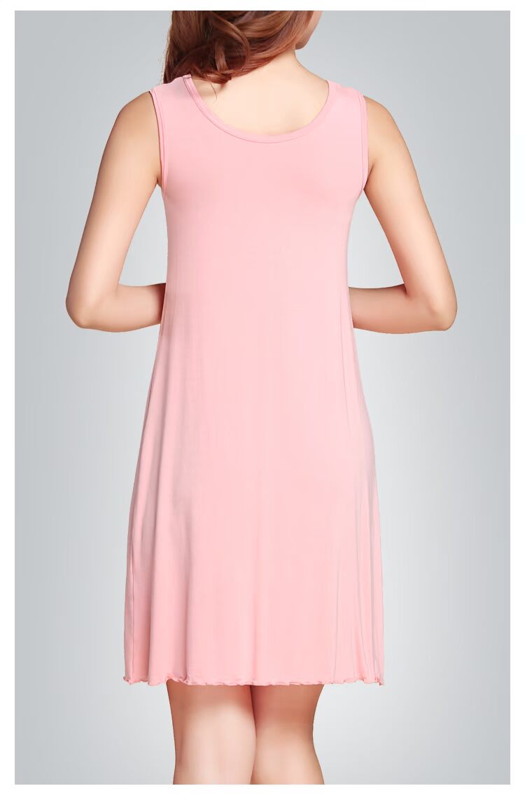 Phương thức nữ mùa hè vành đai ngực pad đồ ngủ áo ngực cup một nightdress giản dị không tay nhà dịch vụ dài vest váy