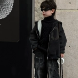 Детская куртка, пуховик для мальчиков для отдыха, флисовая мультяшная толстовка с капюшоном, увеличенная толщина