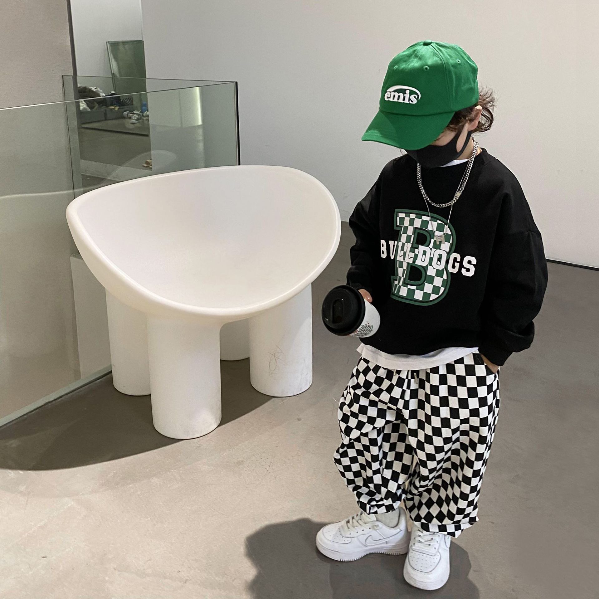 Boy's new thick cotton T Spring male baby Spring paragraph Han version Long sleeve blouse boy Spring Yangist Leisure Inner Hitch