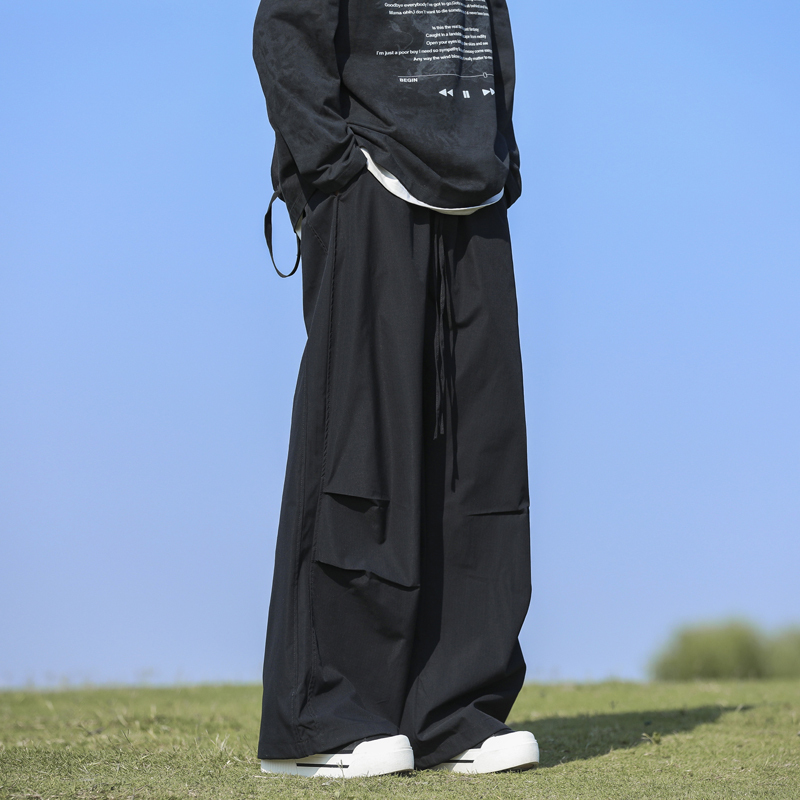American-Style Trendy Loose-Fitting Parachute Cargo Pants for Men, Summer Casual Pants, Functional Cool Sports Wide-Leg Pants American-Style Trendy Loose-Fitting Parachute Cargo Pants for Men, Summer Casual Pants, Functional Cool Sports Wide-Leg Pants