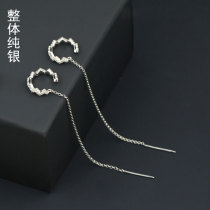 Korean fashion temperament personality female earrings with diamond wave long sterling silver ear line one-piece earrings double ear pierced ear clip