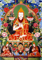 Customized portraits of the three masters of Tsongkhapa photo paper plastic sealing crystal setting table scroll hanging painting Thangka painting mounting