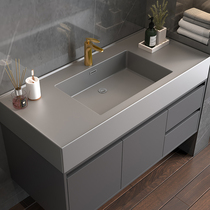 Light luxury modern rock board all-in-one bathroom cabinet washbasin combination toilet wash table set mirror cabinet sink